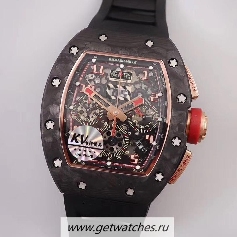 Copy Richard Mille RM011 NTPT Chrono Lotus F1 Team Romain Grosjean KVF Forged Carbon Black Dial 7750 V2